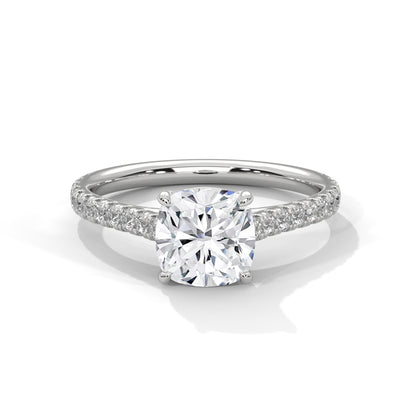 Cushion Accented Lab Grown Diamond Engagement Ring