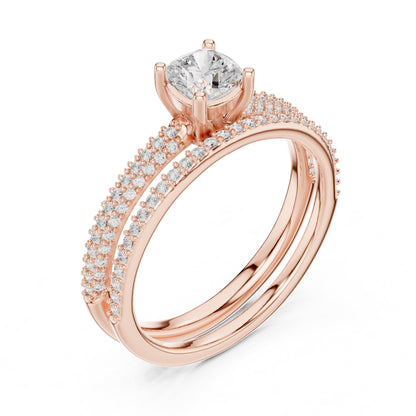 Cushion Accented Lab Grown Diamond Engagement Ring