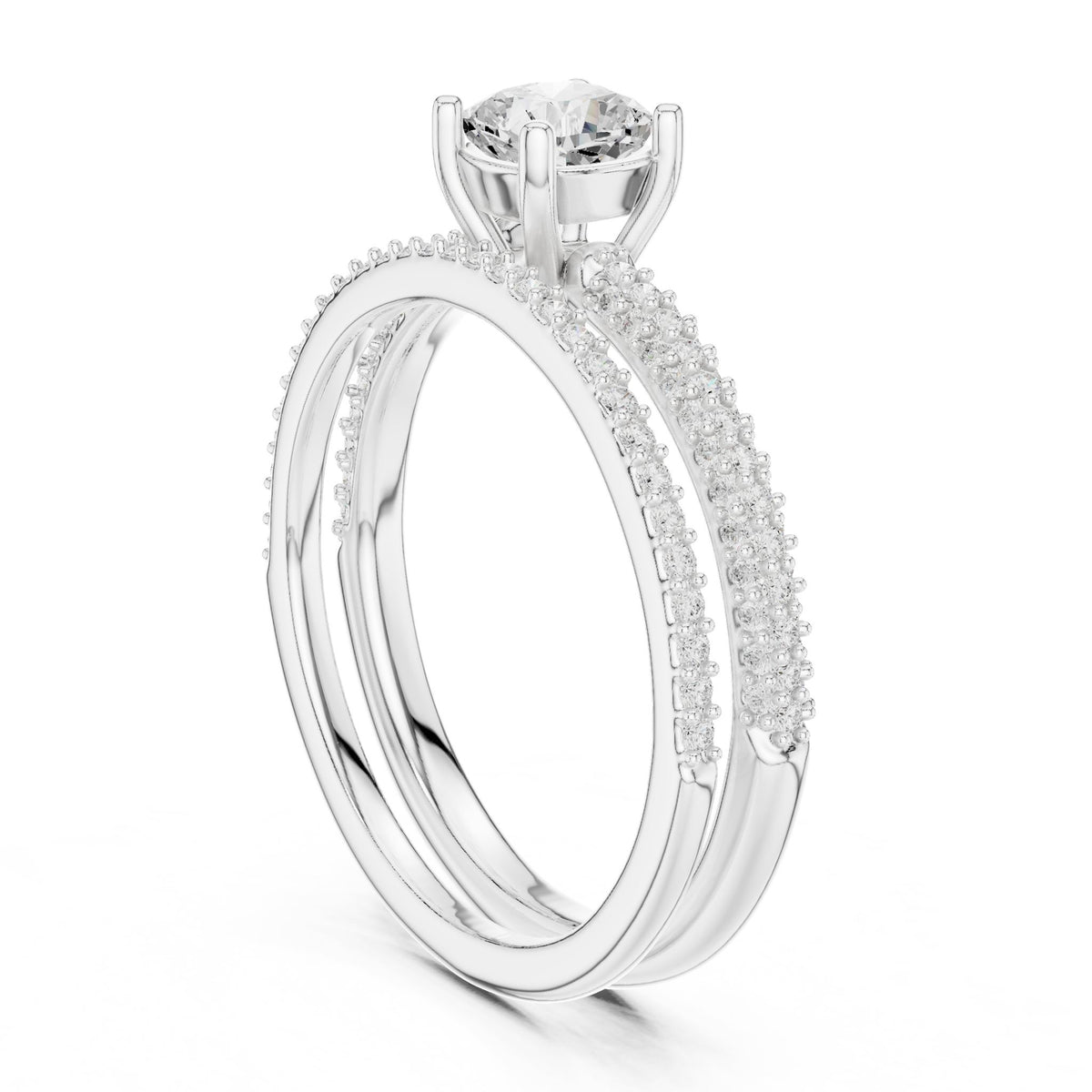 Cushion Accented Lab Grown Diamond Engagement Ring