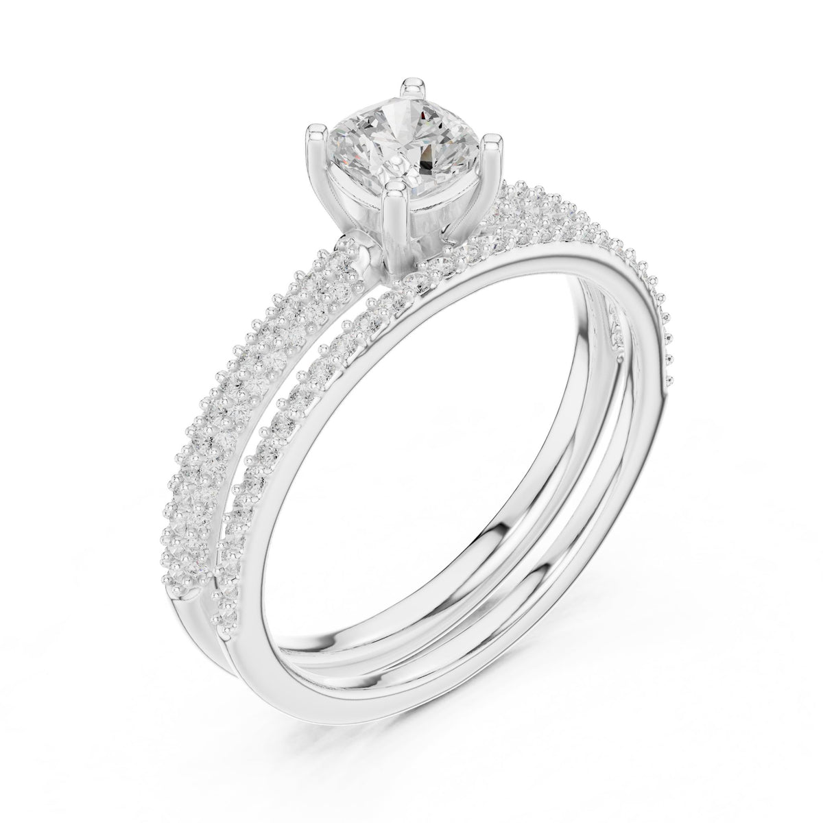 Cushion Accented Lab Grown Diamond Engagement Ring