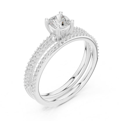 Cushion Accented Lab Grown Diamond Engagement Ring