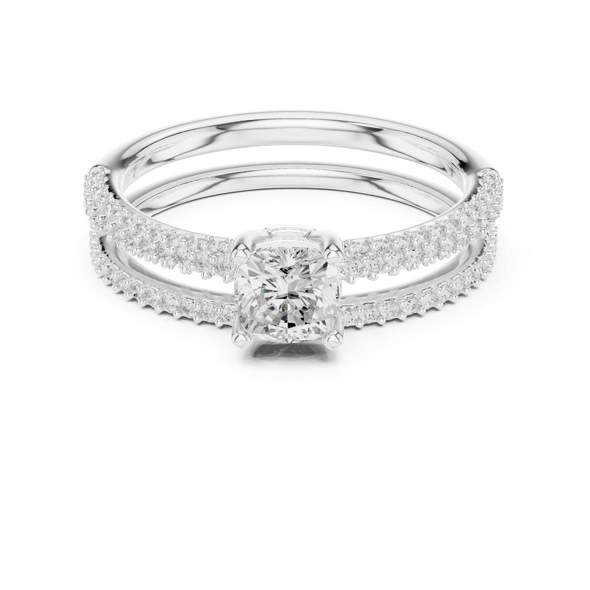 Cushion Accented Lab Grown Diamond Engagement Ring