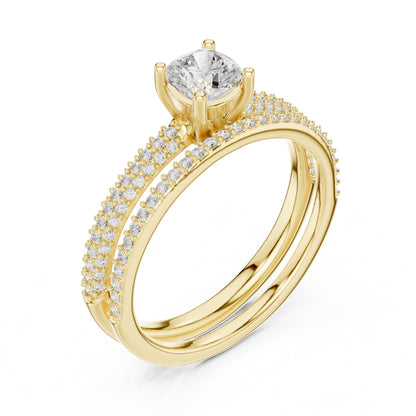 Cushion Accented Lab Grown Diamond Engagement Ring