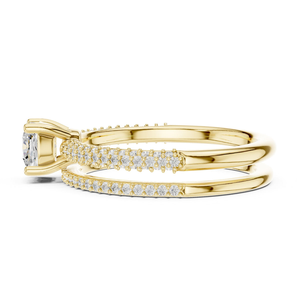 Cushion Accented Lab Grown Diamond Engagement Ring