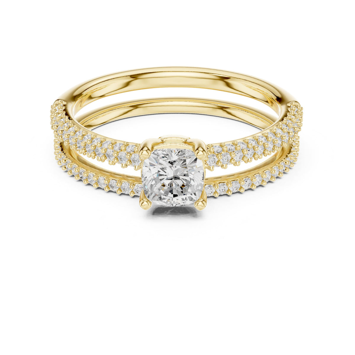Cushion Accented Lab Grown Diamond Engagement Ring