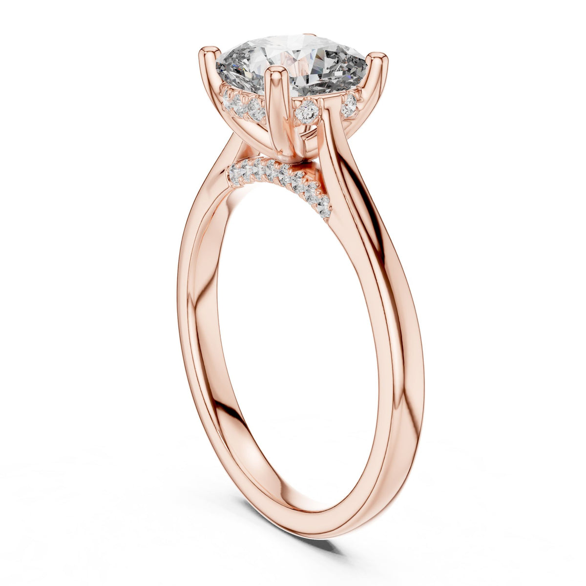 Cushion Accented Lab Grown Diamond Engagement Ring