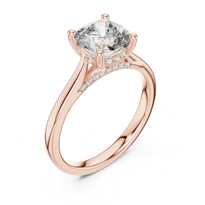 Cushion Accented Lab Grown Diamond Engagement Ring