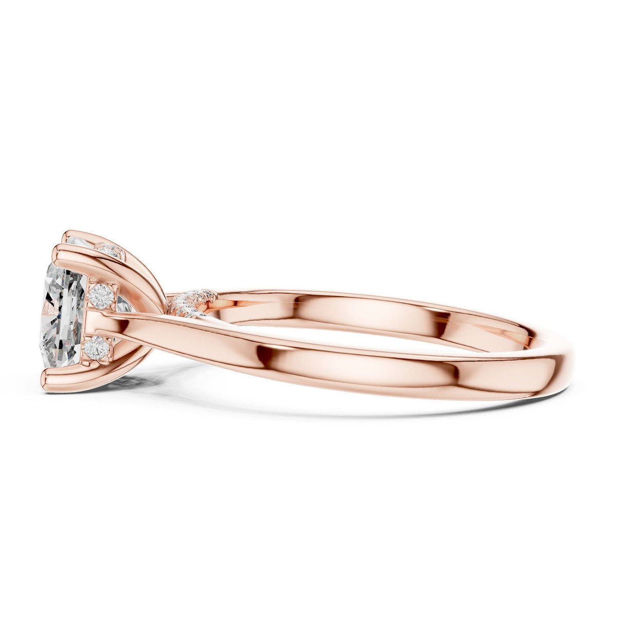Cushion Accented Lab Grown Diamond Engagement Ring