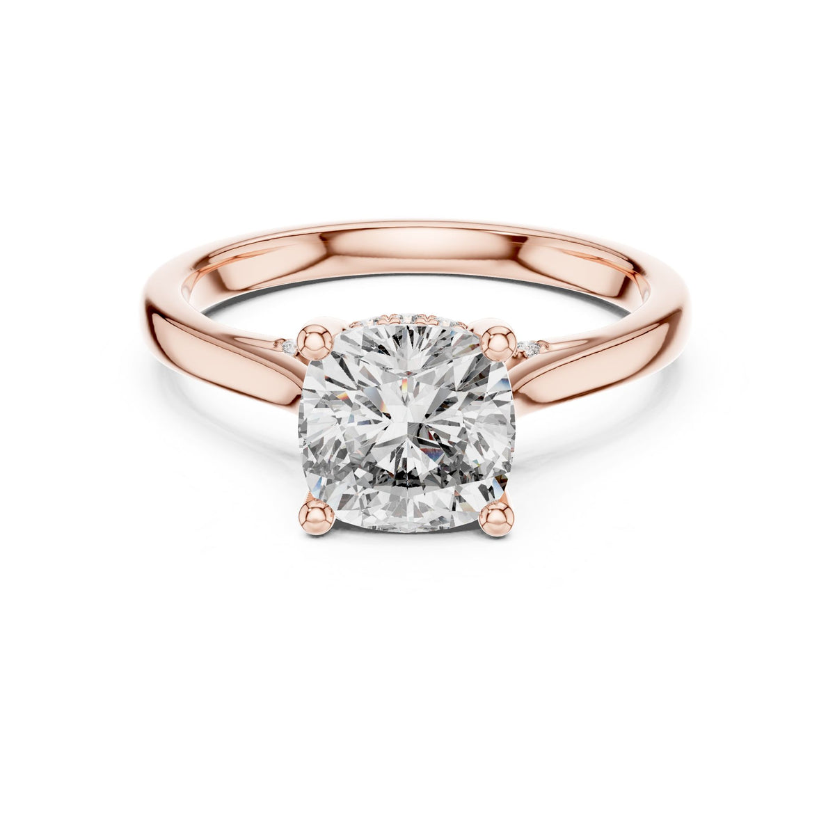 Cushion Accented Lab Grown Diamond Engagement Ring
