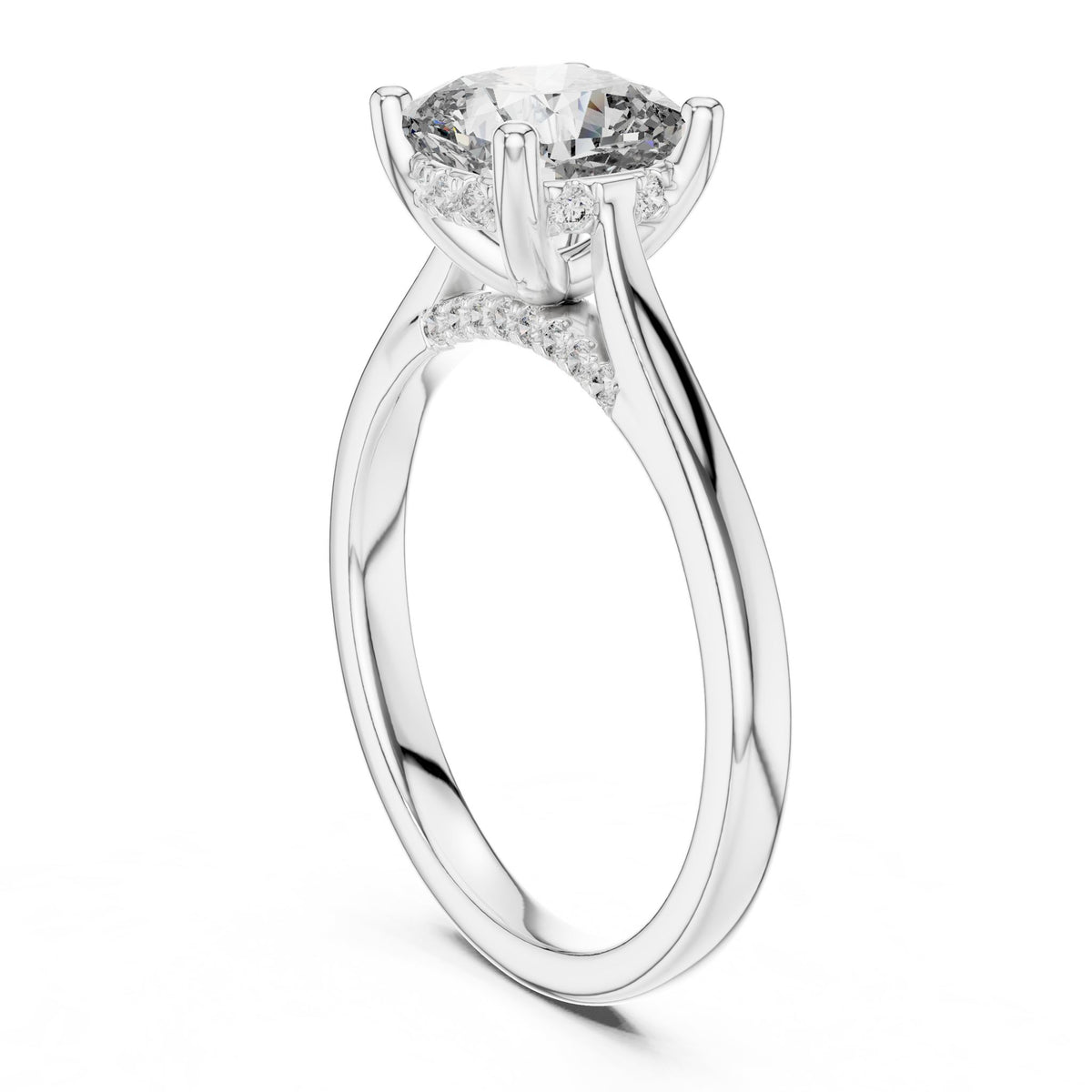 Cushion Accented Lab Grown Diamond Engagement Ring