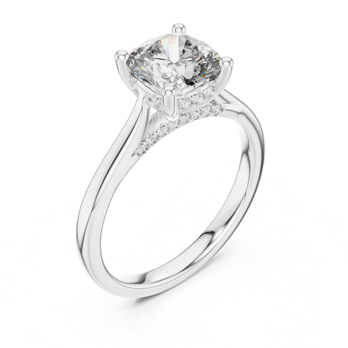 Cushion Accented Lab Grown Diamond Engagement Ring