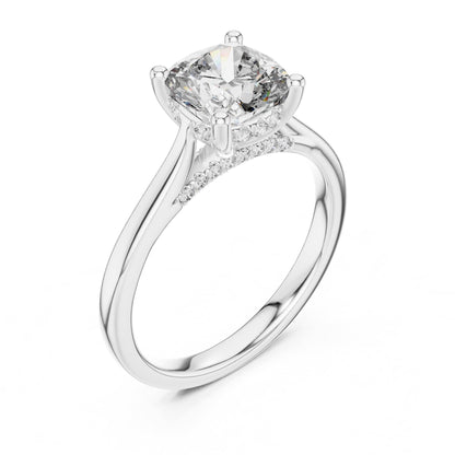 Cushion Accented Lab Grown Diamond Engagement Ring
