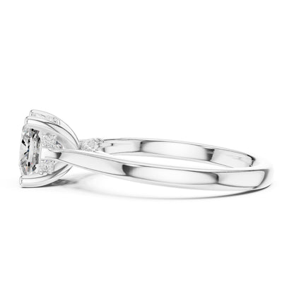 Cushion Accented Lab Grown Diamond Engagement Ring