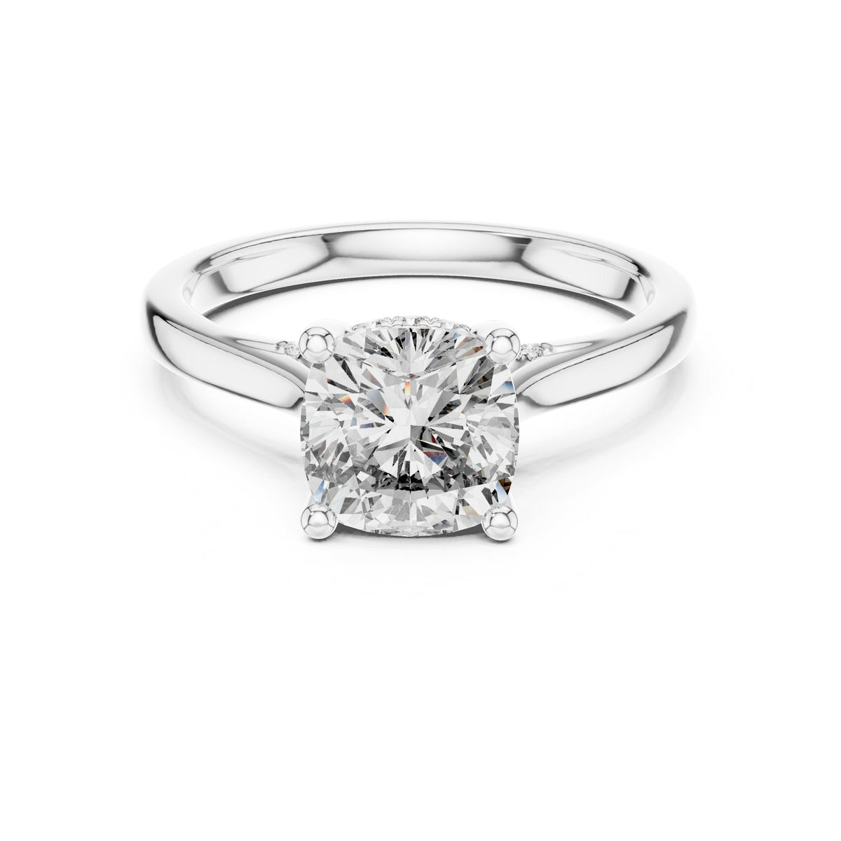 Cushion Accented Lab Grown Diamond Engagement Ring