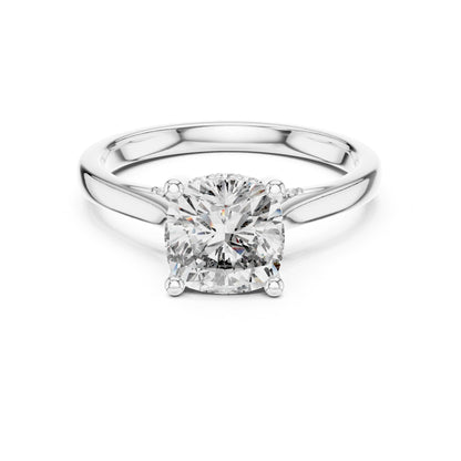 Cushion Accented Lab Grown Diamond Engagement Ring