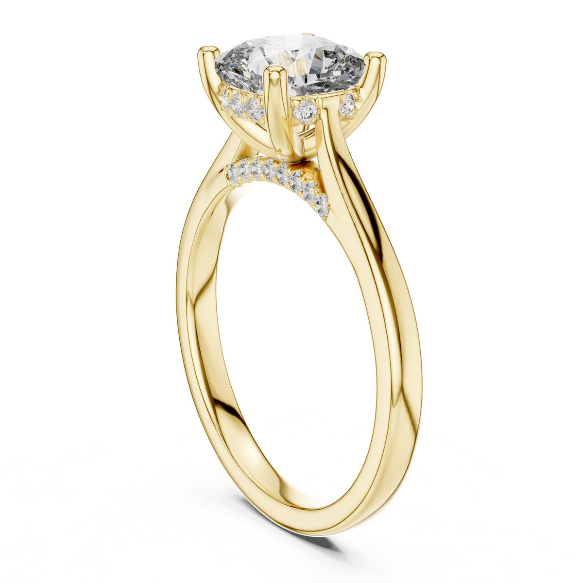 Cushion Accented Lab Grown Diamond Engagement Ring
