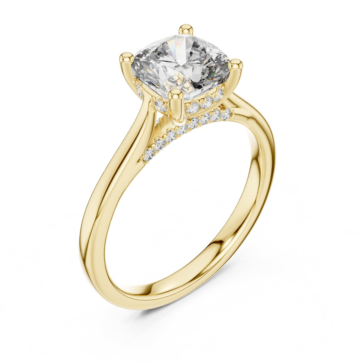 Cushion Accented Lab Grown Diamond Engagement Ring