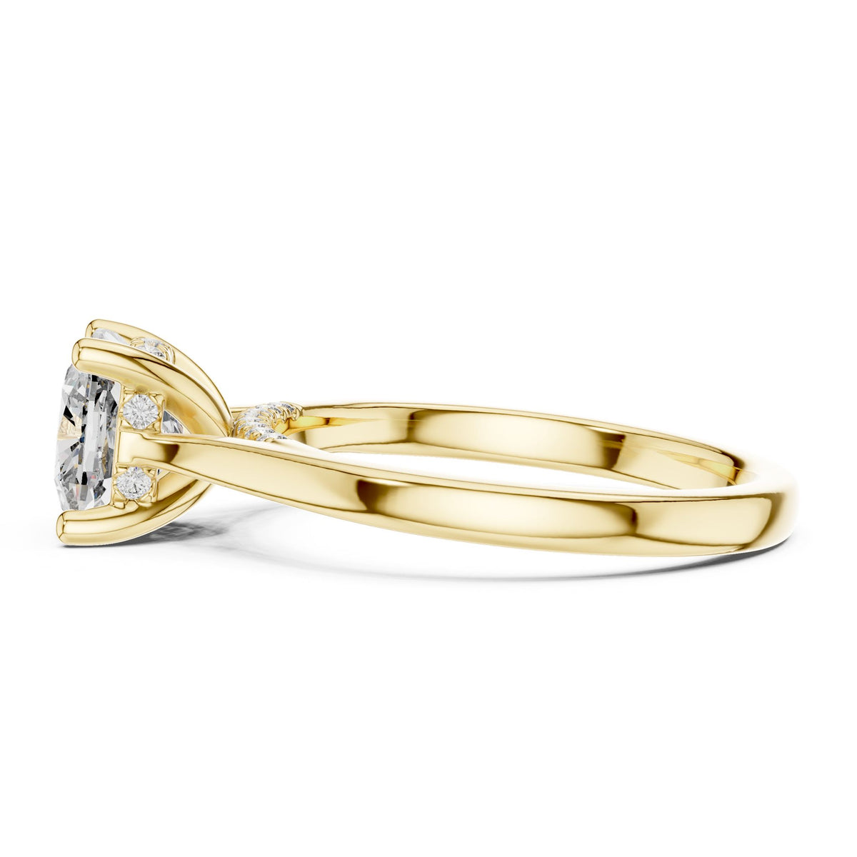 Cushion Accented Lab Grown Diamond Engagement Ring