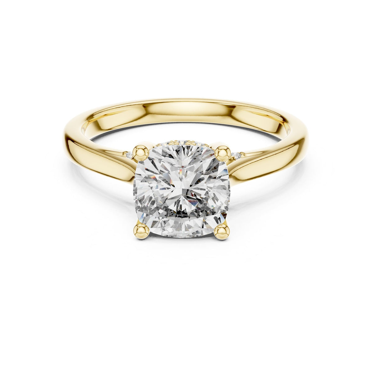 Cushion Accented Lab Grown Diamond Engagement Ring