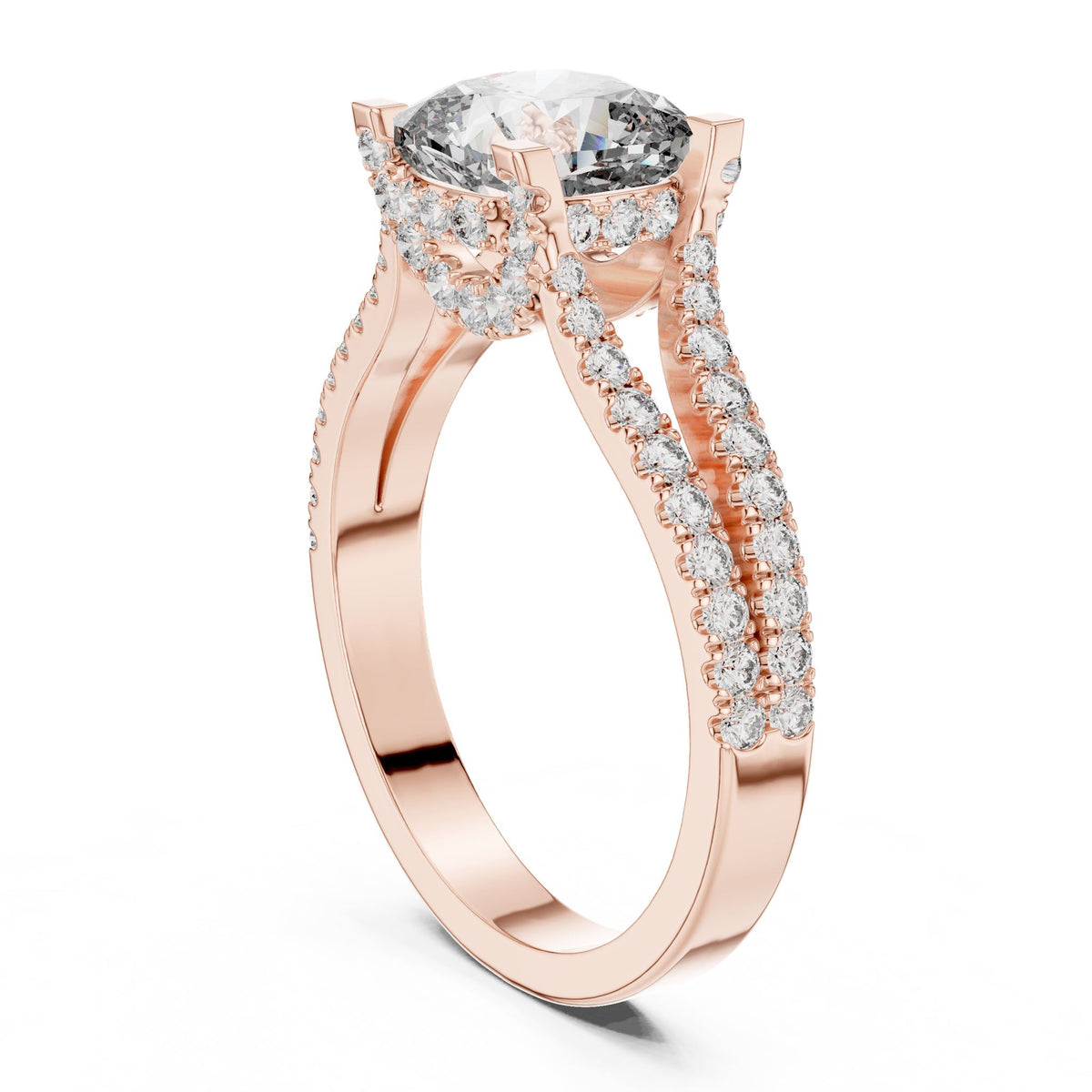 Cushion Accented Lab Grown Diamond Engagement Ring