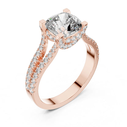 Cushion Accented Lab Grown Diamond Engagement Ring