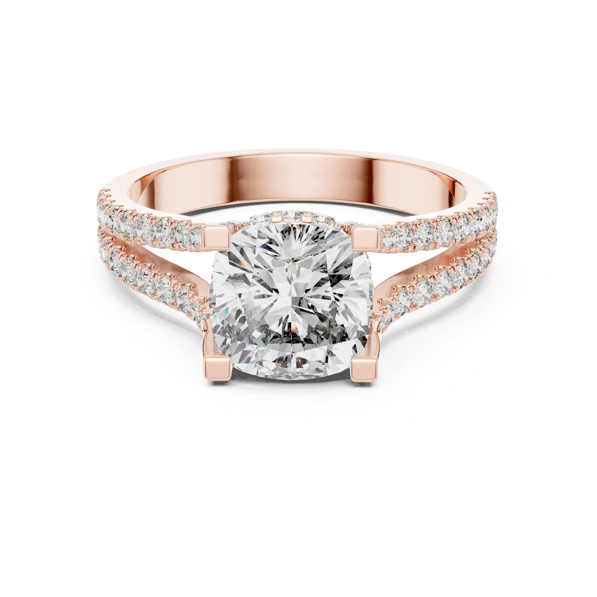 Cushion Accented Lab Grown Diamond Engagement Ring