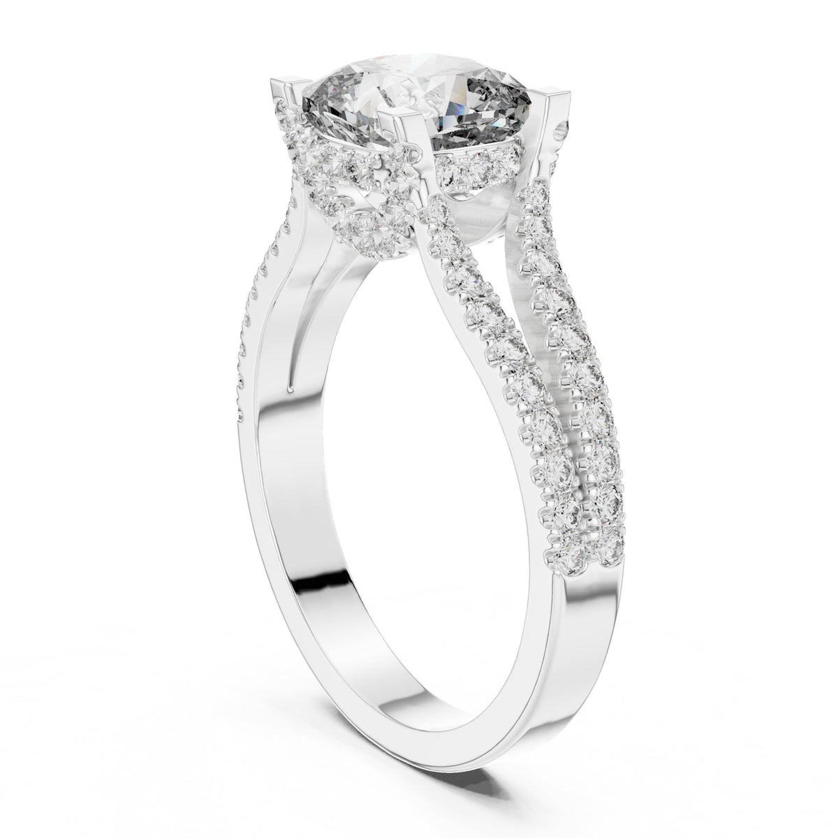 Cushion Accented Lab Grown Diamond Engagement Ring