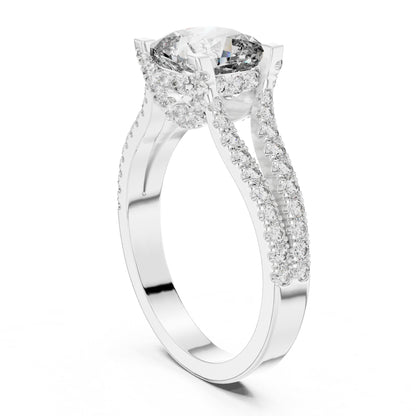 Cushion Accented Lab Grown Diamond Engagement Ring