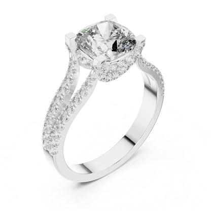 Cushion Accented Lab Grown Diamond Engagement Ring