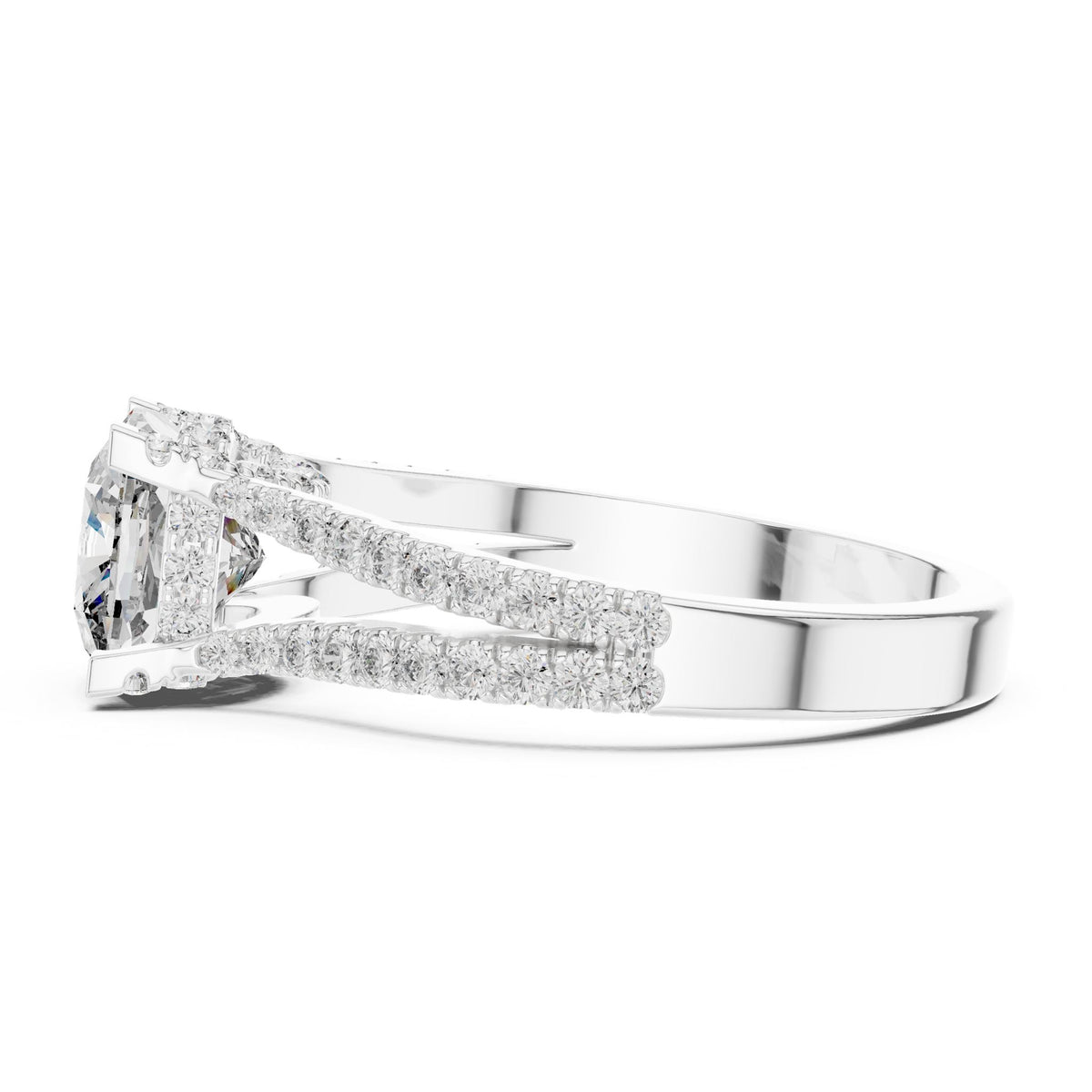 Cushion Accented Lab Grown Diamond Engagement Ring
