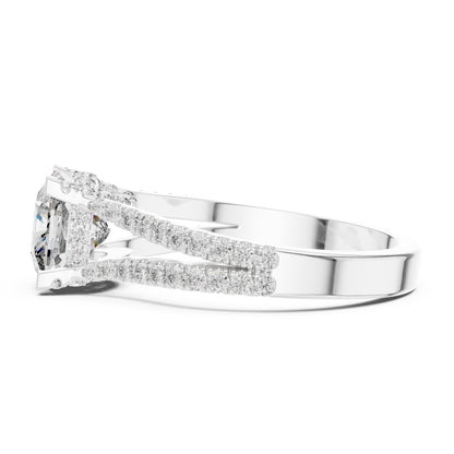 Cushion Accented Lab Grown Diamond Engagement Ring