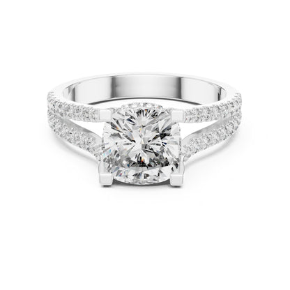 Cushion Accented Lab Grown Diamond Engagement Ring