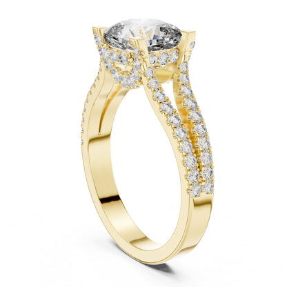 Cushion Accented Lab Grown Diamond Engagement Ring