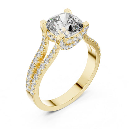 Cushion Accented Lab Grown Diamond Engagement Ring