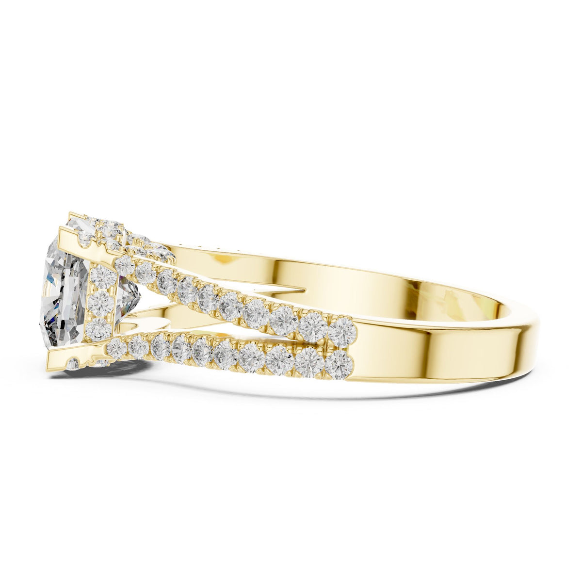 Cushion Accented Lab Grown Diamond Engagement Ring