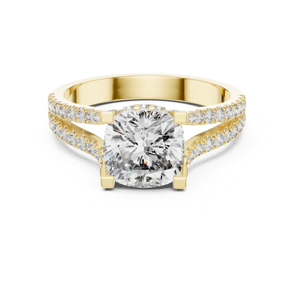 Cushion Accented Lab Grown Diamond Engagement Ring