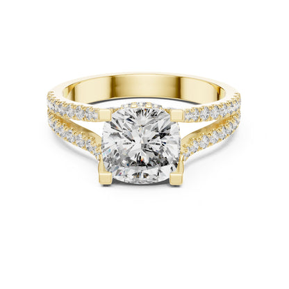 Cushion Accented Lab Grown Diamond Engagement Ring