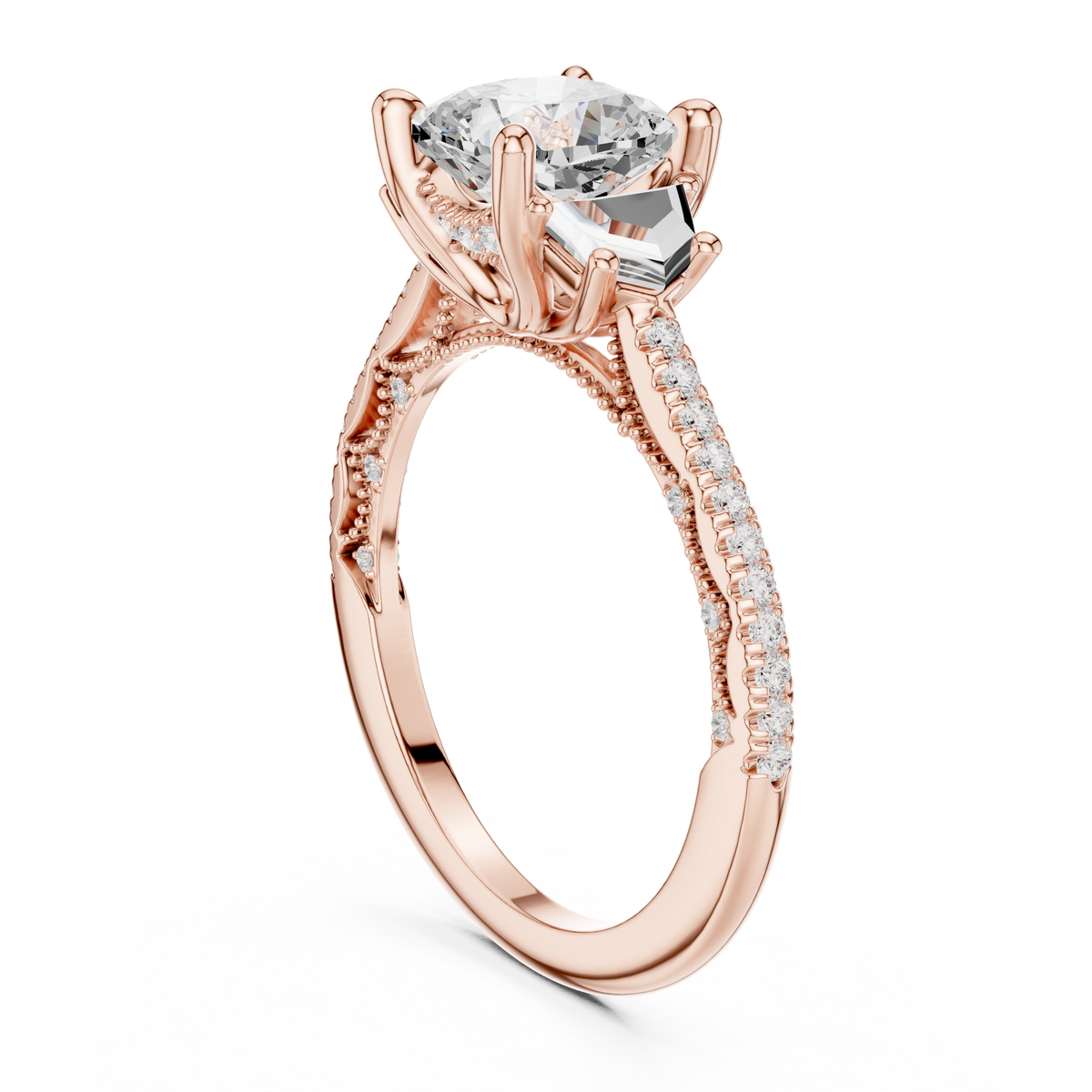 Cushion Accented Lab Grown Diamond Engagement Ring