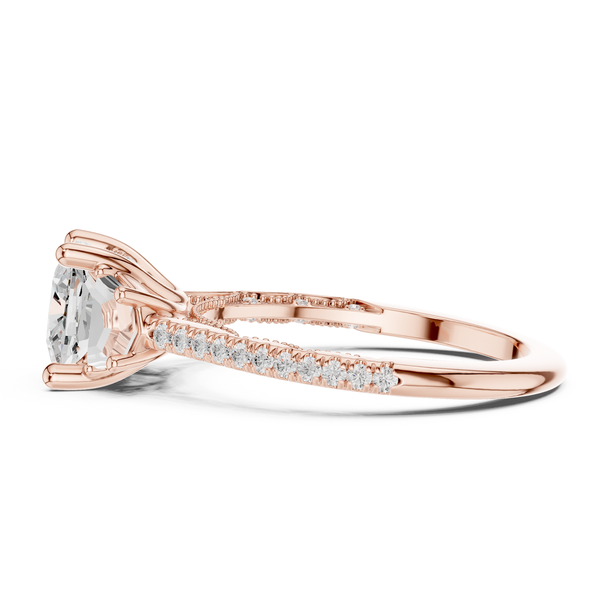 Cushion Accented Lab Grown Diamond Engagement Ring