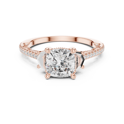 Cushion Accented Lab Grown Diamond Engagement Ring