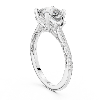 Cushion Accented Lab Grown Diamond Engagement Ring