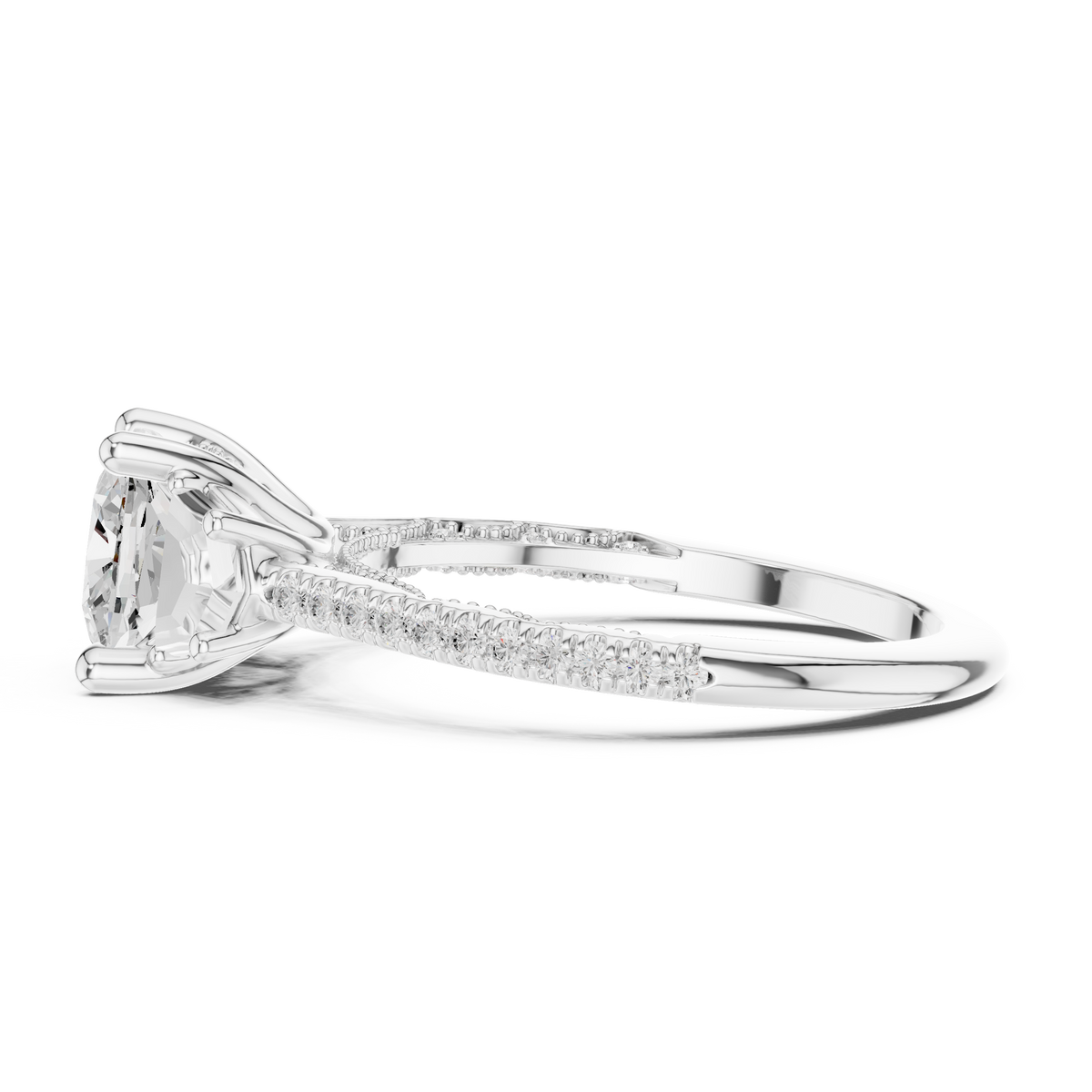 Cushion Accented Lab Grown Diamond Engagement Ring