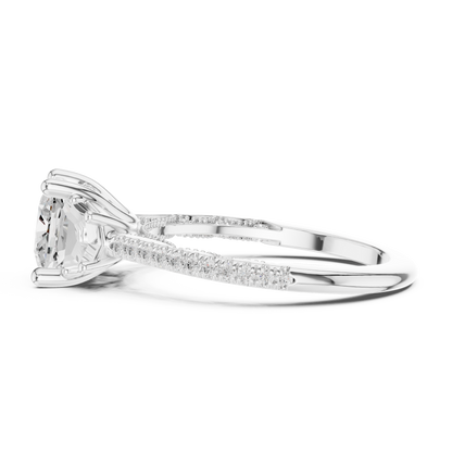 Cushion Accented Lab Grown Diamond Engagement Ring