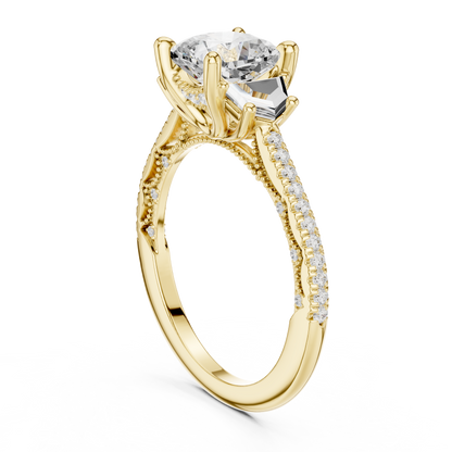 Cushion Accented Lab Grown Diamond Engagement Ring