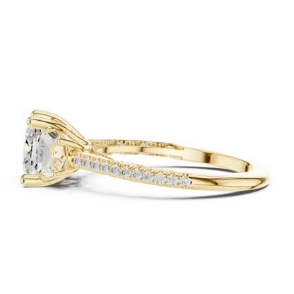 Cushion Accented Lab Grown Diamond Engagement Ring