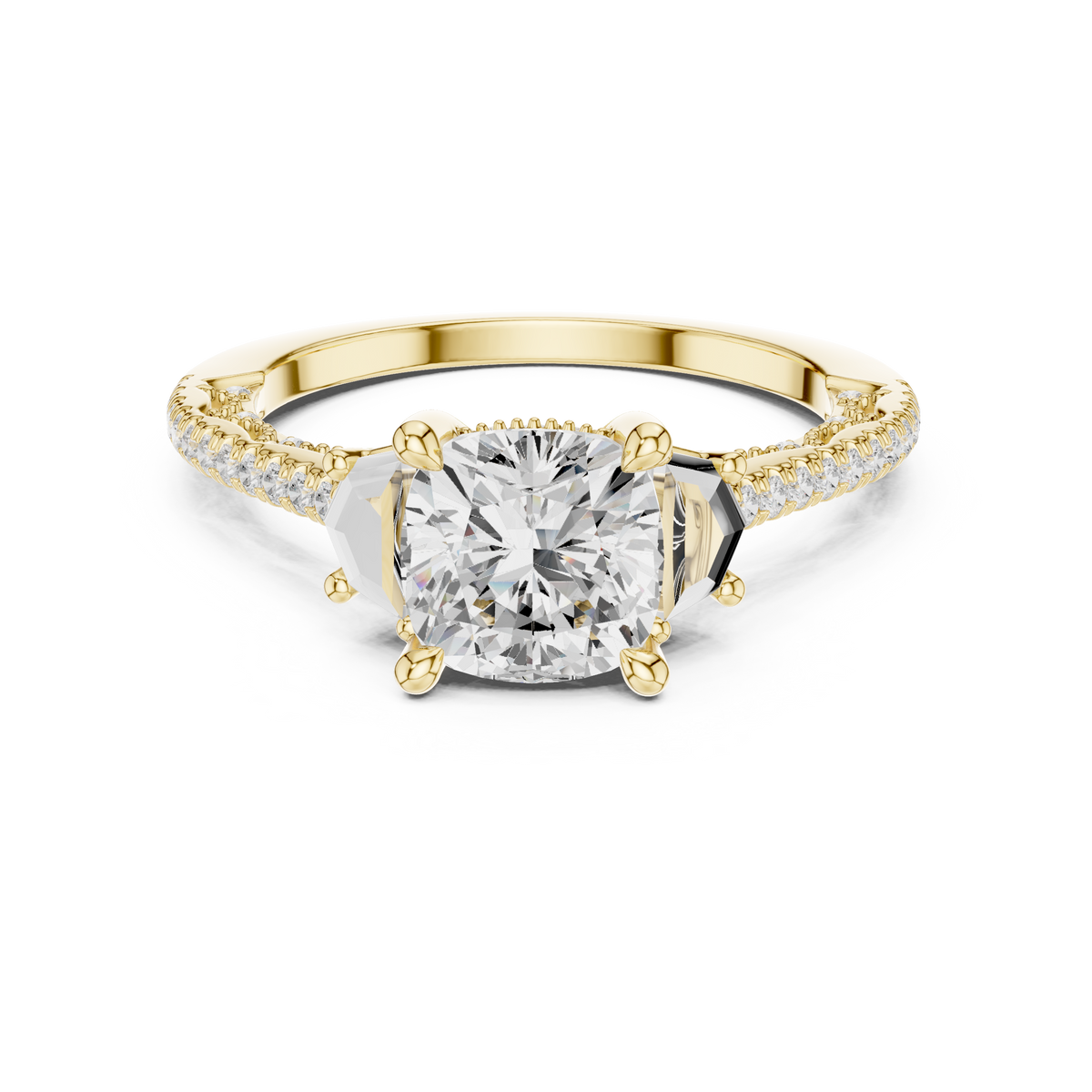 Cushion Accented Lab Grown Diamond Engagement Ring