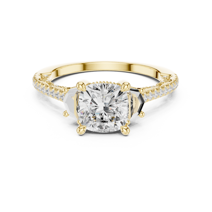 Cushion Accented Lab Grown Diamond Engagement Ring