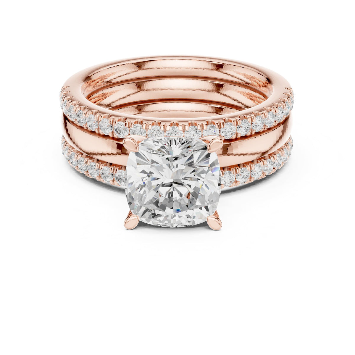 Cushion Accented Lab Grown Diamond Engagement Ring