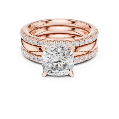 Cushion Accented Lab Grown Diamond Engagement Ring
