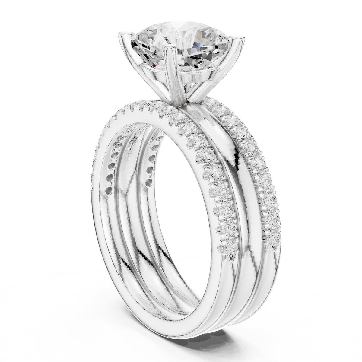Cushion Accented Lab Grown Diamond Engagement Ring
